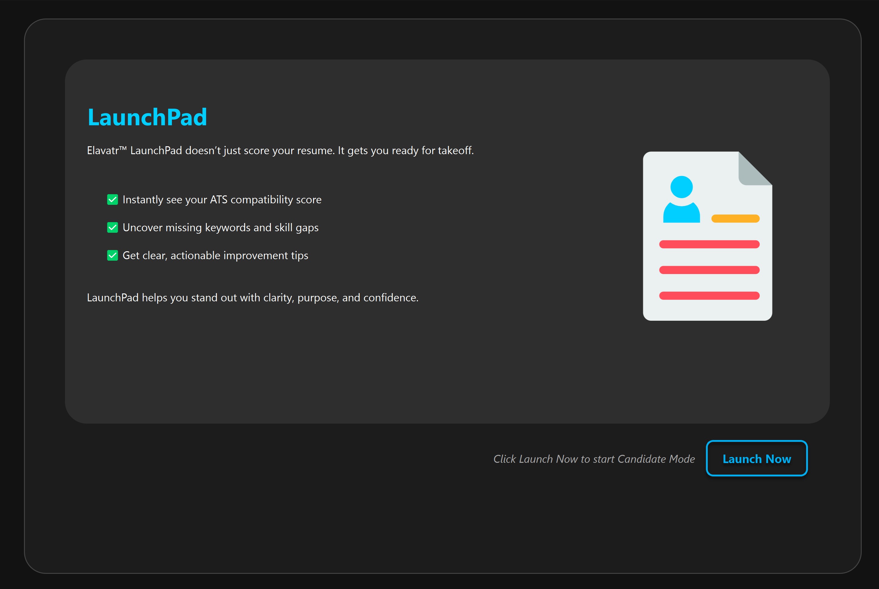 Launchpad ATS analysis interface dark mode