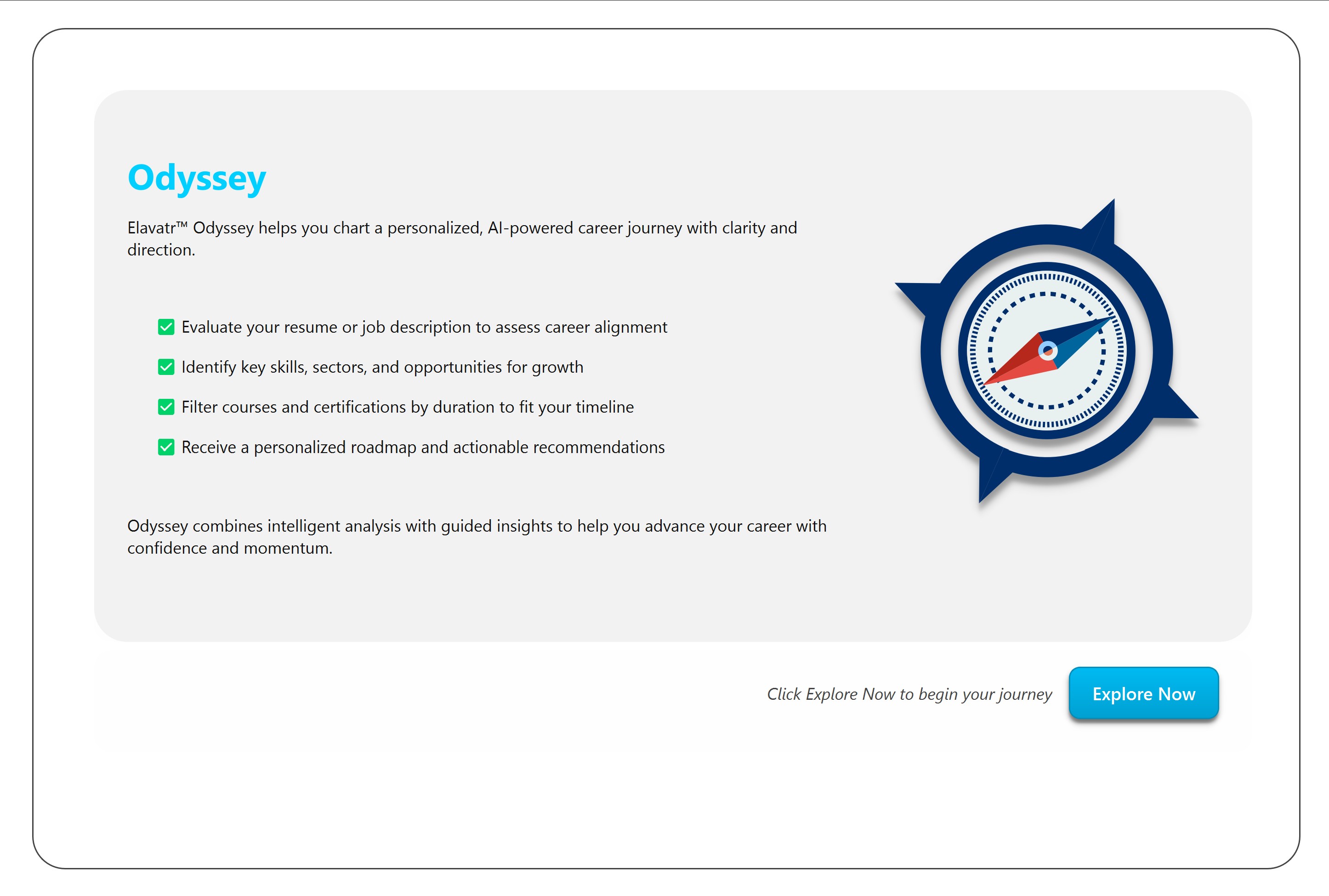 Odyssey learning pathway and skill roadmap interface light mode